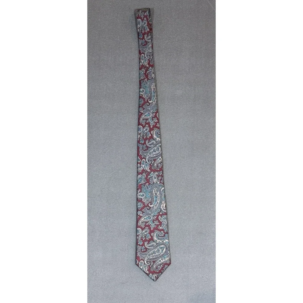 Envoy Tie Burgundy Teal 100% Silk Necktie 56